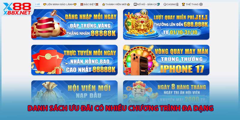Danh sách ưu đãi có nhiều chương trình đa dạng